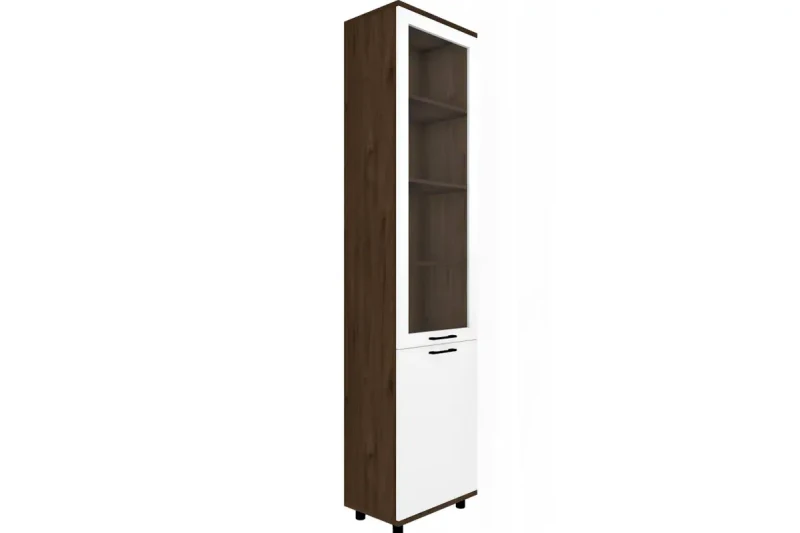 Шкаф многоцелевой ШК-5043-ГТ-БГ (Гикори Джексон Темный/Белый Бриллиант Глянцевый) в мебель-центре Озерцо