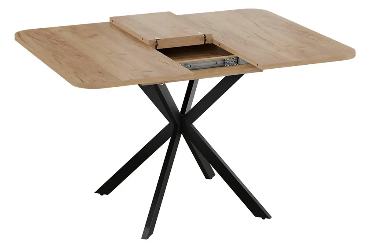 Стол обеденный Лиссабон раздвижной Тип 1 (Черный муар/Дуб Крафт золотой) - купить в Озерце