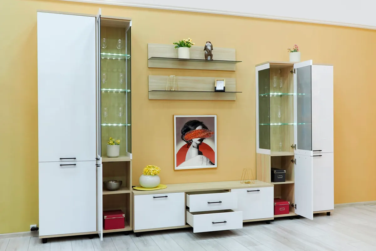 Шкаф многоцелевой ШК-5054-АС-БГ (Ясень Асахи/Белый Бриллиант Глянцевый) в мебель-центре Озерцо