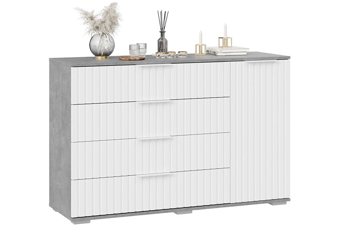 Комод комбинированный Хилтон 402.012.000 (Ателье светлый/Белый матовый) — Мебель-центр Озерцо