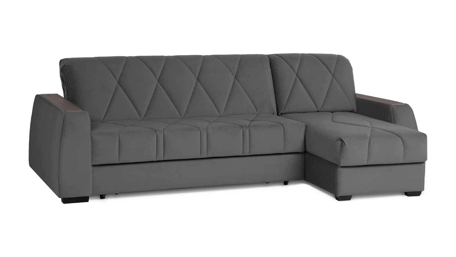 Диван угловой Domo Pro с накладкой цвета венге, стежка ромб, ткань Sky Velvet 16 180x216 — купить в Озерце
