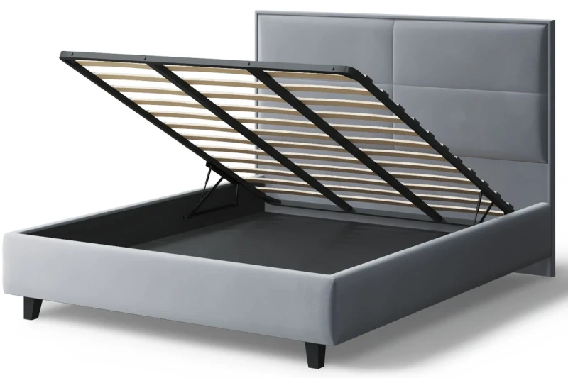 Кровать на опоре Скай с ПМ и бельев. ящ. 180х200 (Нео 25/Серый) - купить в Озерце
