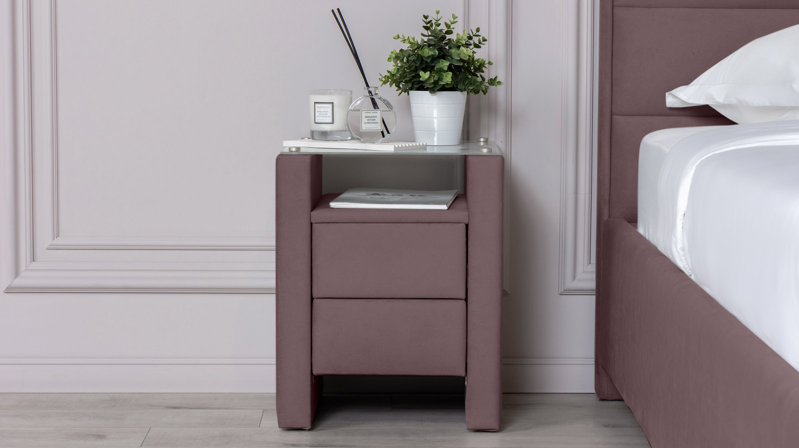 Тумба прикроватная Irma, ткань Casanova Lilac 40x41 — купить в Озерце