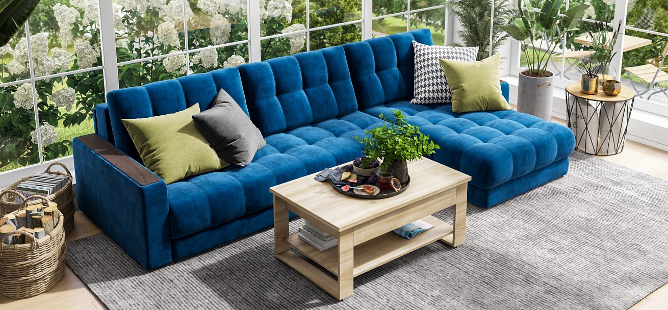 Угловой диван BOSS 3.0 MAX велюр Monolit синий — купить в Озерце