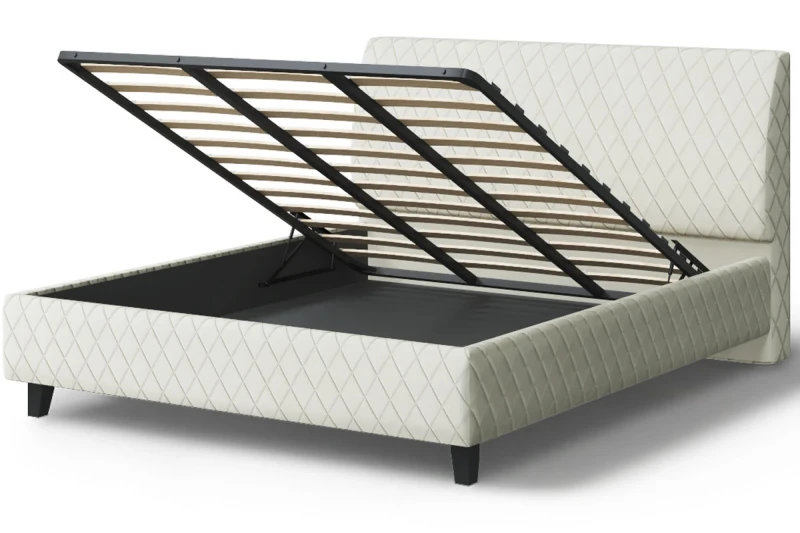 Кровать на опоре Хилтон с ПМ и бельев. ящ 180х200 (Бренди лайт 02/Серо-белый) - купить в Озерце