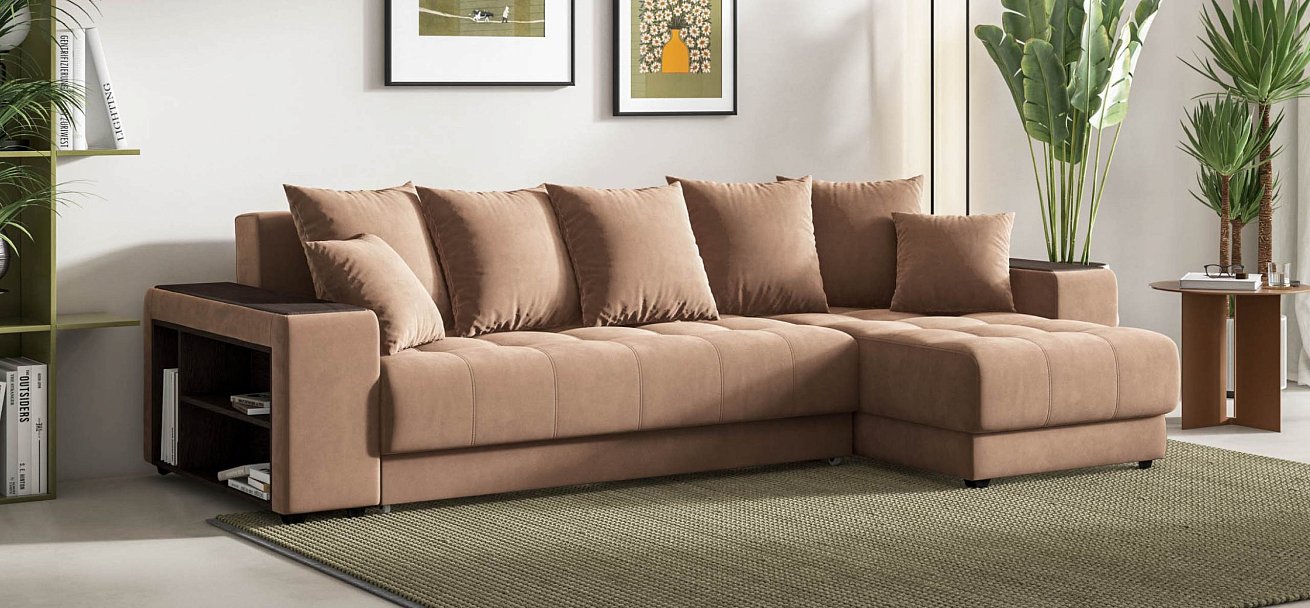 Ванкувер угловой диван Велюр Монолит мокко — купить в Озерце