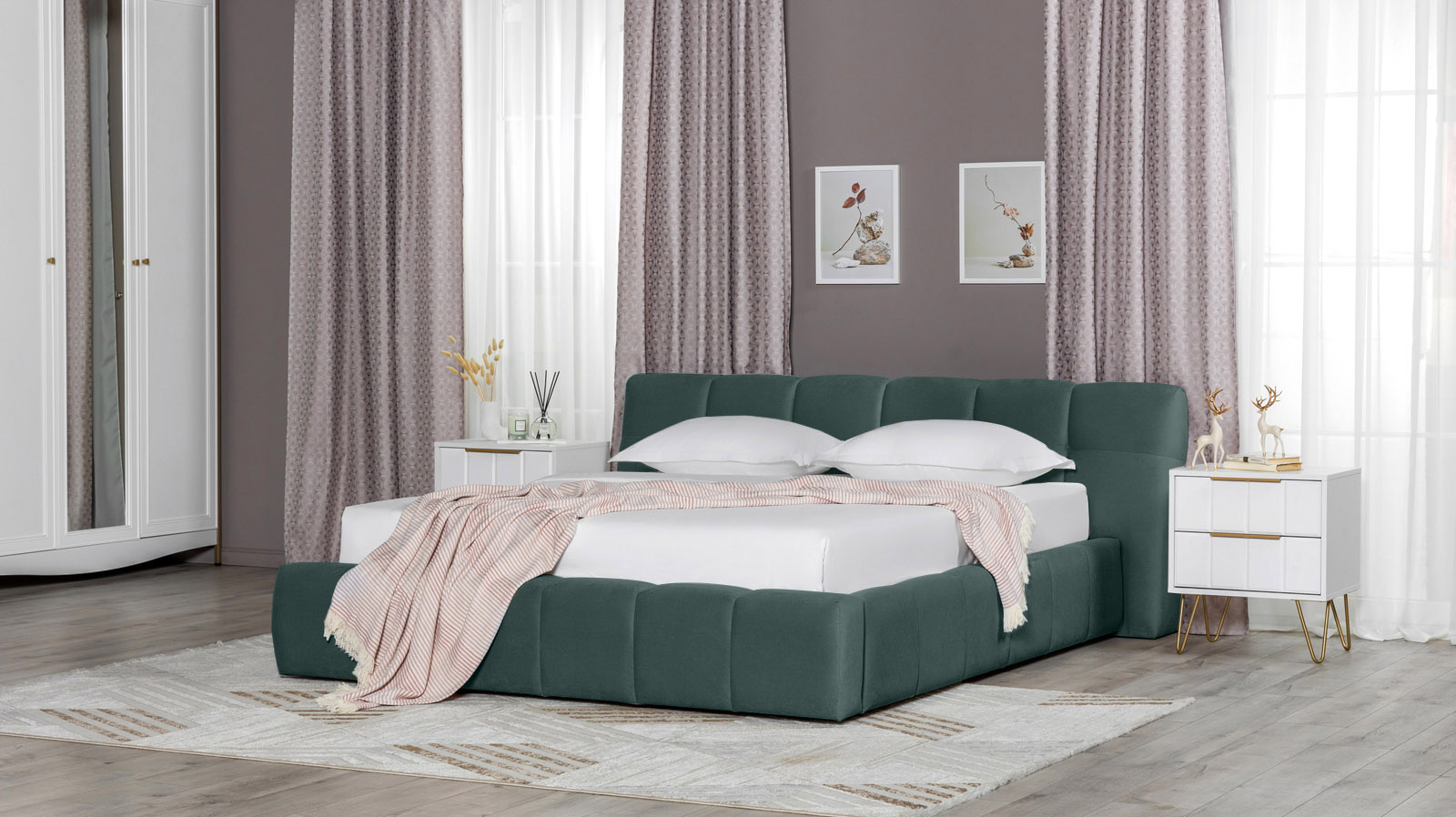 Кровать с подъемным механизмом Andria, ткань Casanova Seawave, 90x200 - купить в Озерце