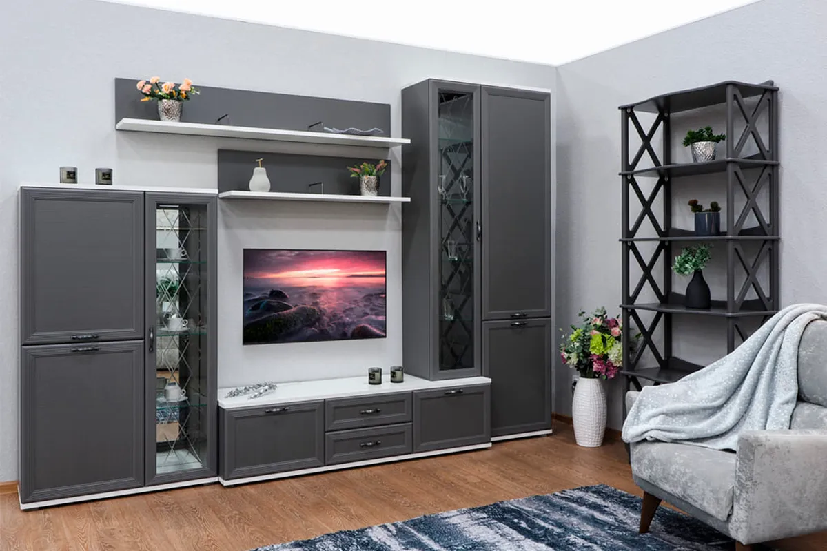 Шкаф многоцелевой Карина ШК-1041-СЯ-СО (Снежный Ясень/Серый Оникс) в мебель-центре Озерцо