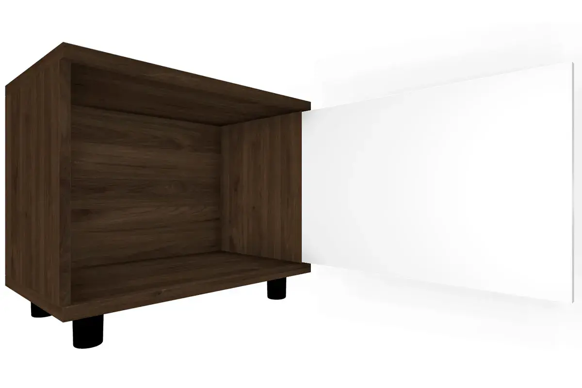 Тумба ТБ-5052-ГТ-БГ (Гикори Джексон Темный/Белый Бриллиант Глянцевый) — Мебель-центр Озерцо