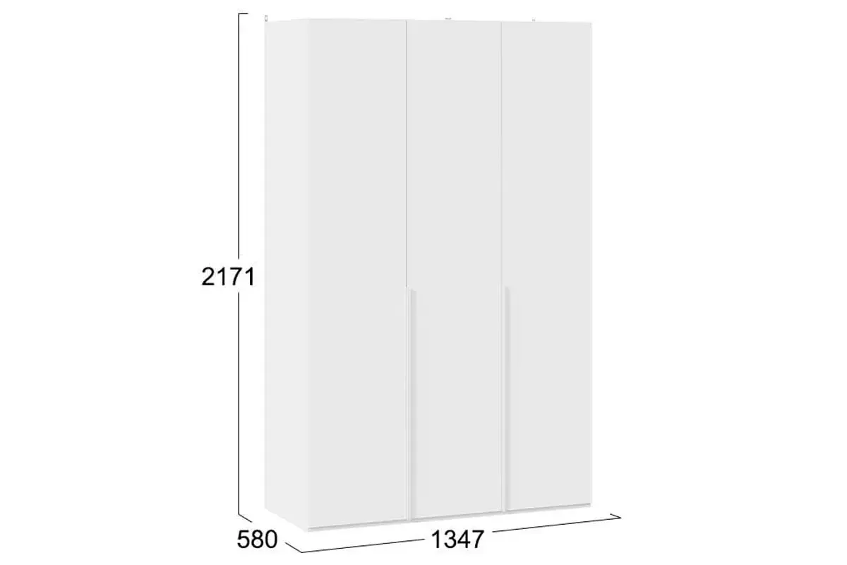Шкаф для одежды Порто СМ-393.07.113 (580) с 3 глухими дверями (Белый Жемчуг/Белый софт) в мебель-центре Озерцо