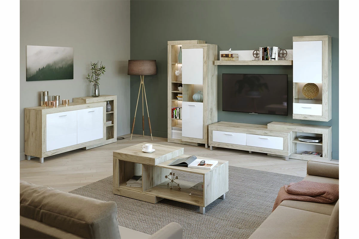 Полка навесная Генезис Дуб Серый Крафт/Белый глянец (71280118) — Мебель-центр Озерцо