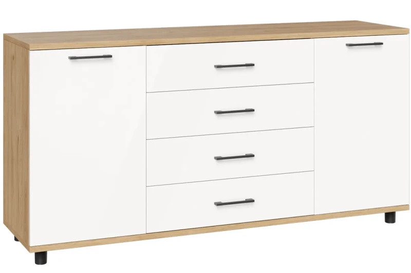 Тумба ТБ-5012-ГС-БГ (Гикори Джексон Светлый/Белый Бриллиант Глянцевый) — Мебель-центр Озерцо