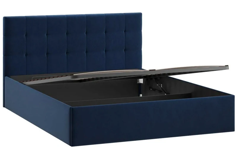 Кровать Джоли с ПМ без заглушины 160х200 Тип 1 (Микровелюр/Wellmart Blue) - купить в Озерце
