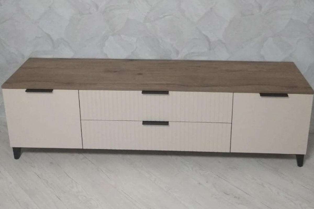 Тумба под ТВ  Тоскана с 2 дв. и 2 ящ. (Дуб табачный/Бисквит) — Мебель-центр Озерцо