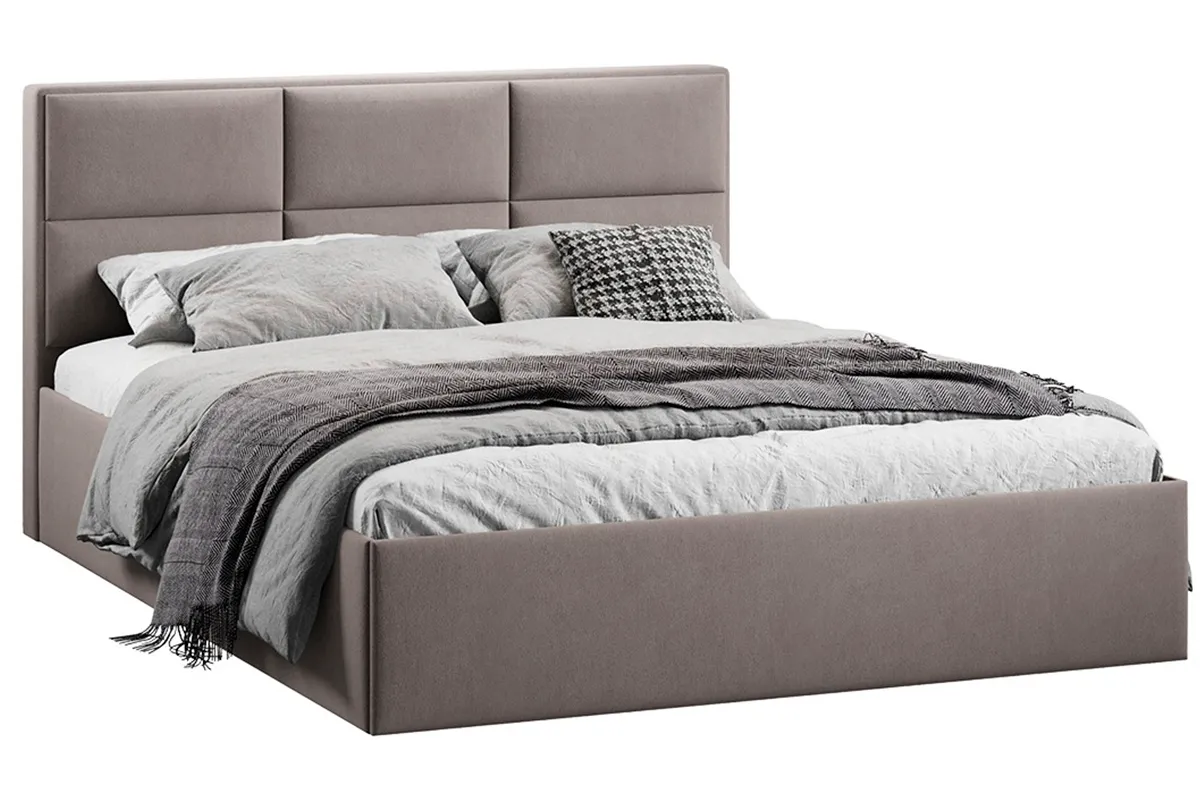Кровать Стелла Тип 1 с ПМ и заглушиной 160х200 (Велюр/Мокко темный) - купить в Озерце