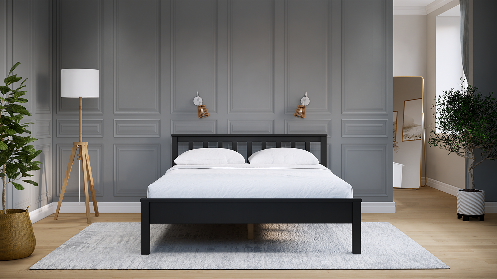 Кровать из массива сосны Dallas, цвет: Черный 160x200 - купить в Озерце