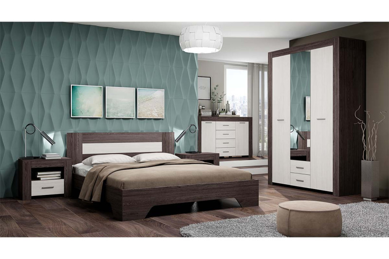 Спальня Квадро-2 (Анкор темный/Анкор светлый) - купить в Озерце