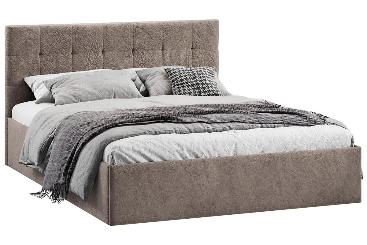 Кровать Джоли Тип 1 с ПМ 160х200 (Микровелюр / Wellmart Latte) - купить в Озерце