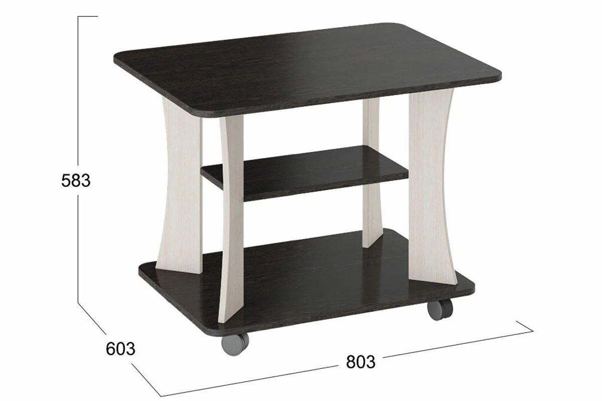 Стол журнальный Тип 8 (Венге Цаво/Дуб Белфорт) — Мебель-центр Озерцо