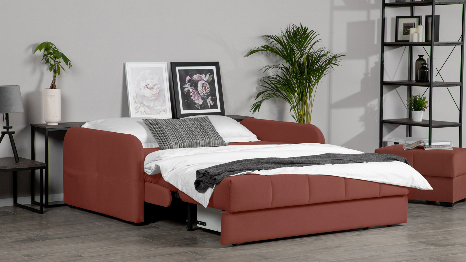Диван - кровать Domo Pro с мягкими подлокотниками, стежка квадрат, ткань Casanova Marsala 160x216 — в мебель-центре Озерцо
