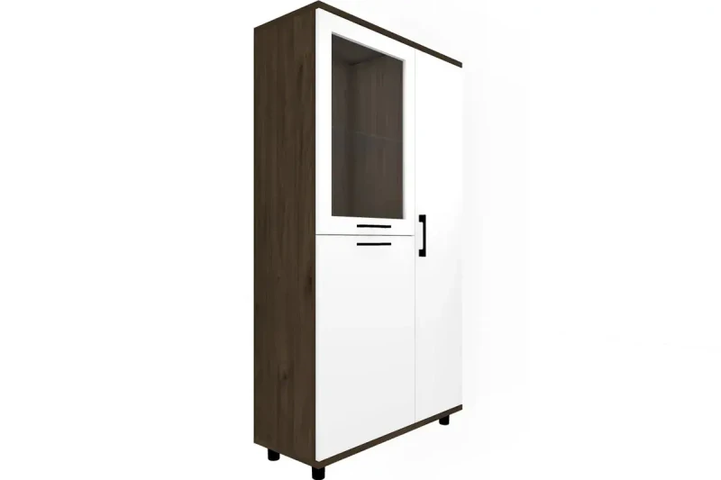 Шкаф многоцелевой ШК-5084-ГТ-БГ (Гикори Джексон Темный/Белый Бриллиант Глянцевый) в мебель-центре Озерцо