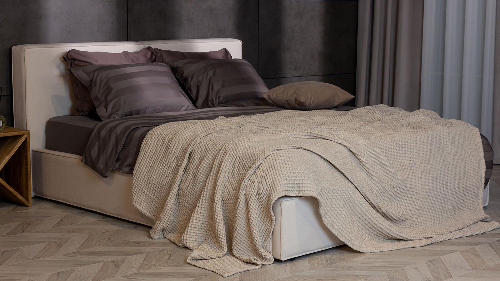 Покрывало хлопковое Waffle, цвет: айвори 220x230 в мебель-центре Озерцо