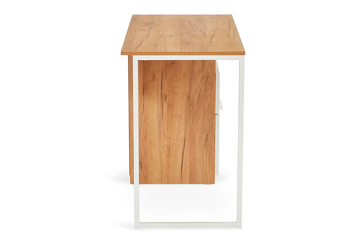 Стол письменный Хилтон Тип 1 (Дуб Крафт Золотой/Белый матовый) — Мебель-центр Озерцо