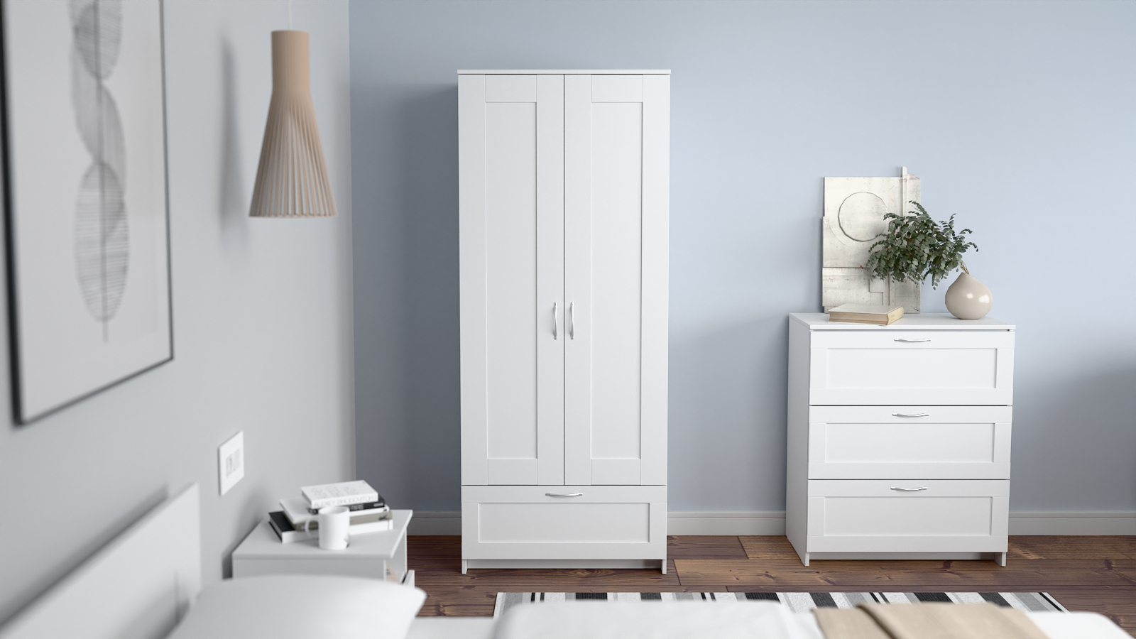 Шкаф двухдверный с ящиком Istra, цвет Белый 50x78 — купить в Озерце