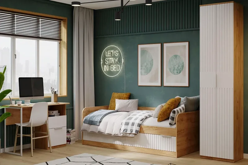 Набор детской мебели Хилтон стандартный (Дуб Крафт Золотой/Белый матовый) — Мебель-центр Озерцо