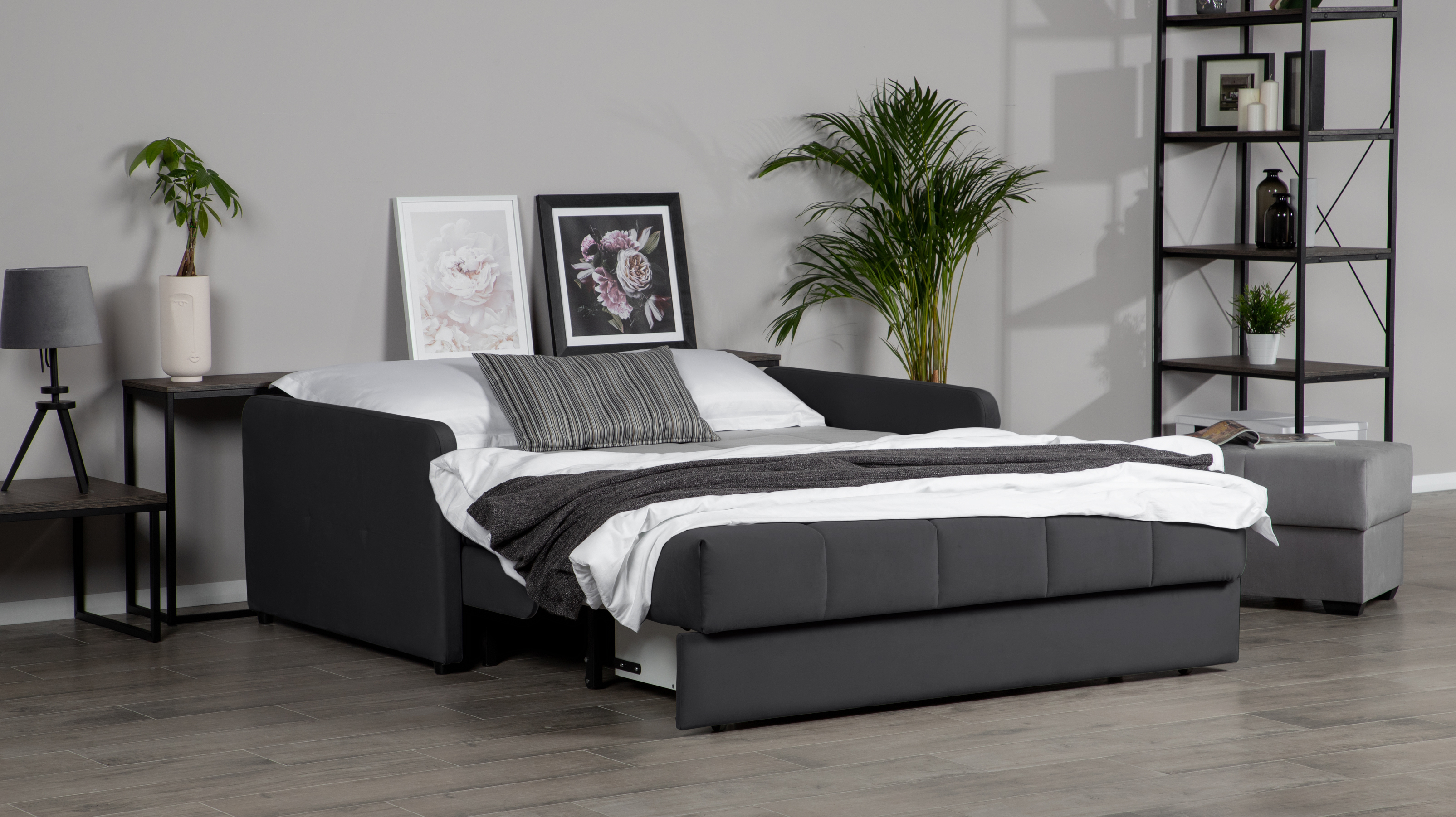 Диван - кровать Domo Pro с узкими подлокотниками, стежка квадрат, ткань Sky Velvet 38 180x216 — купить в Озерце