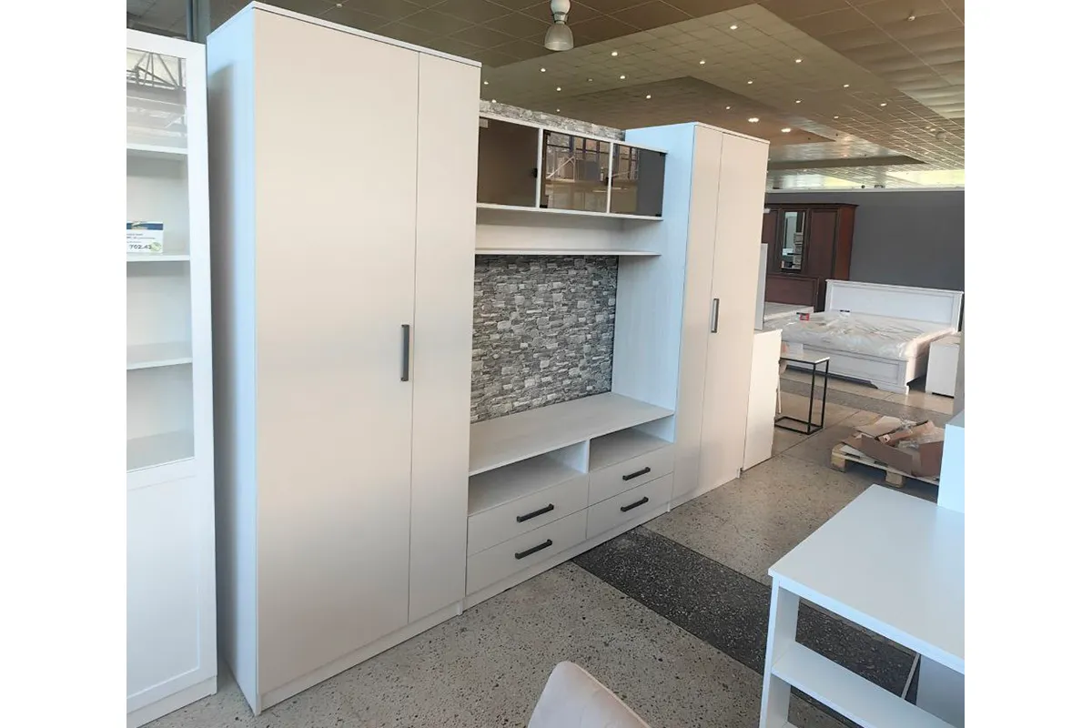 Гостиная ЦРК.ПЛР.09 Палермо-9 (Анкор белый/Сатин) — Мебель-центр Озерцо