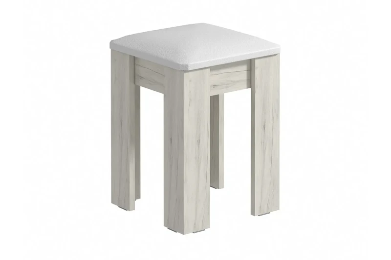 Табурет Лаки тип 1 (Дуб Крафт Белый/Экокожа Белая) - купить в Озерце