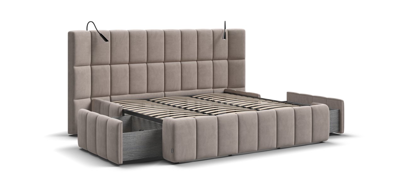 Босс ХО Кровать 180*200 Велюр Монолит латте - купить в Озерце