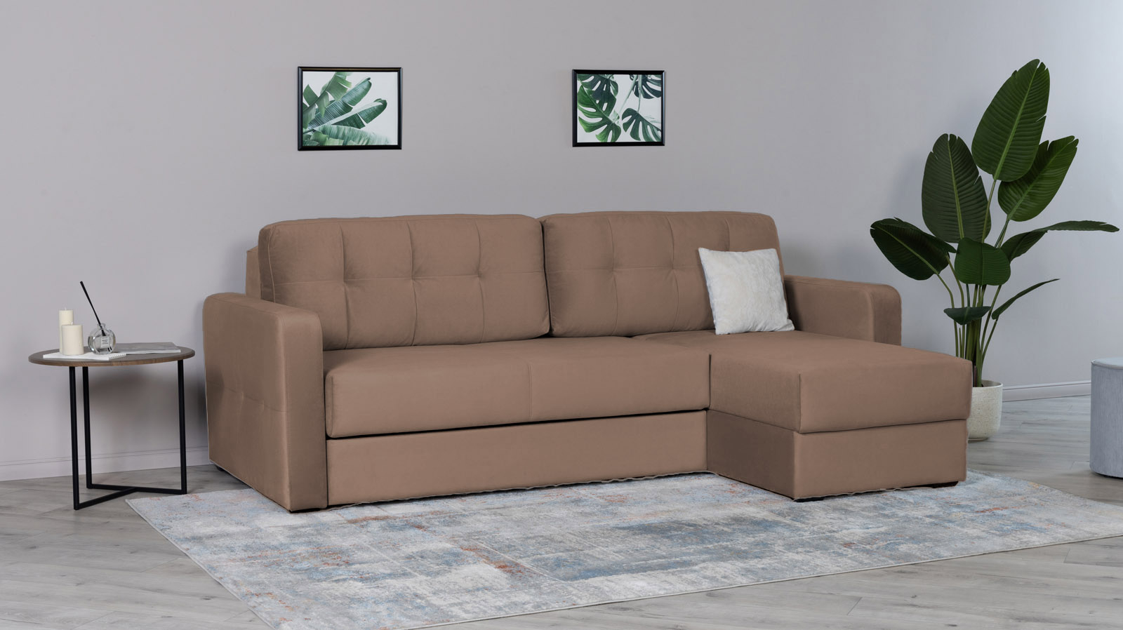 Диван -кровать угловой Loko Pro с широкими подлокотниками, с матрасом средней жесткости, Тк. Dumont 08 170x244 — купить в Озерце