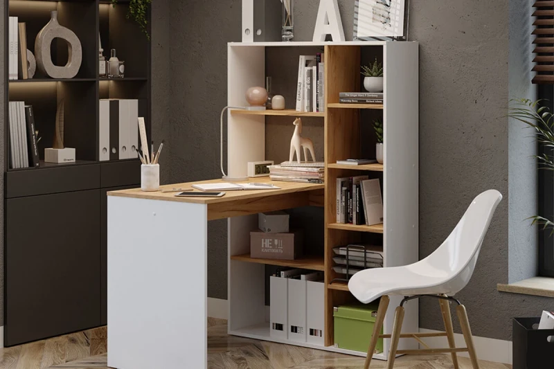 Стол письменный Тип 16 (Белый Ясень/Дуб Крафт Золотой) — Мебель-центр Озерцо