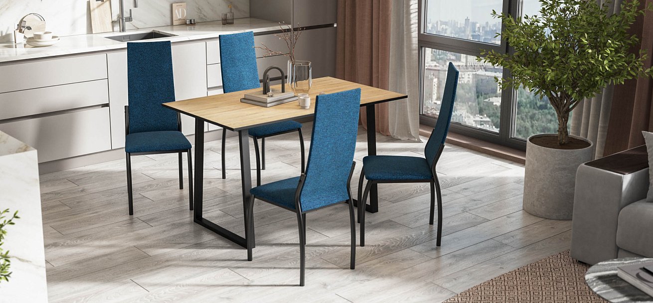 Стул АСТИ NEW 2 шт. рогожка Malmo синий К., черный - купить в Озерце