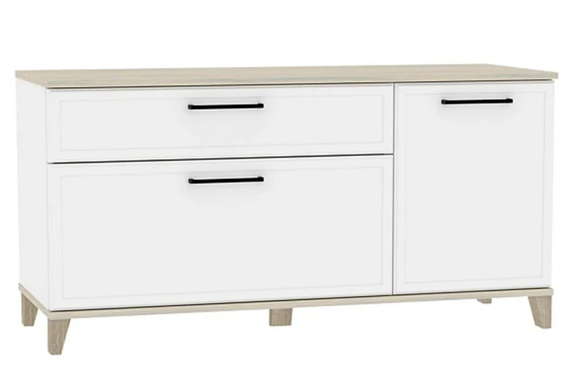 Тумба ТВ Aurelio 33 (Белый/Блеквуд Сатиновый) — Мебель-центр Озерцо