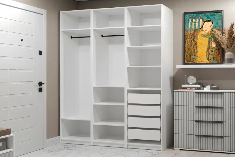 Гардеробная система Квадро без фасадов (Белый) — Мебель-центр Озерцо