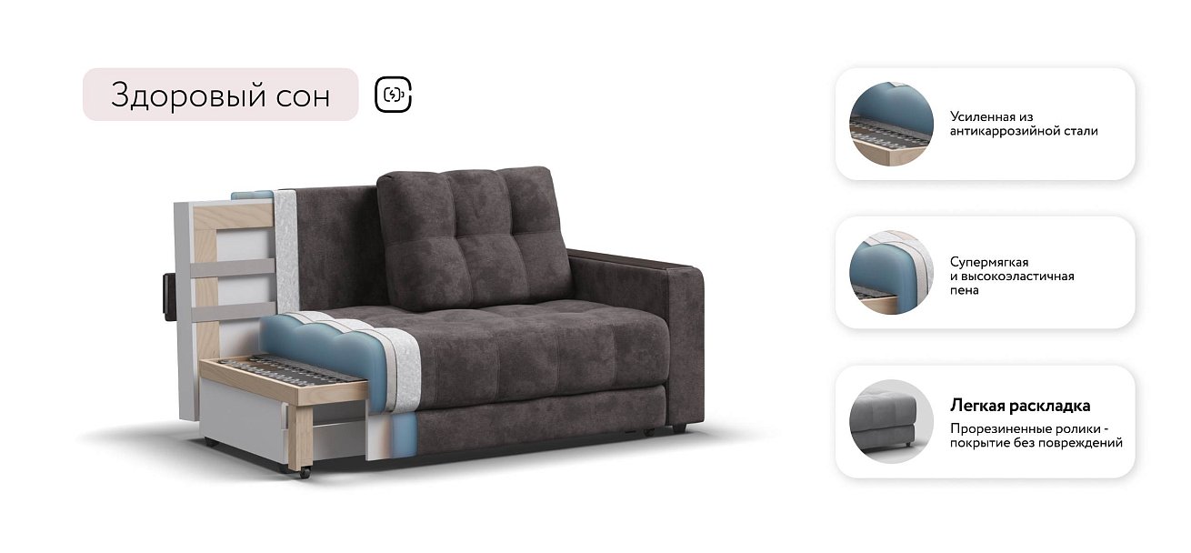 Босс Маркет двухместный диван Велюр Алькантара серый — купить в Озерце