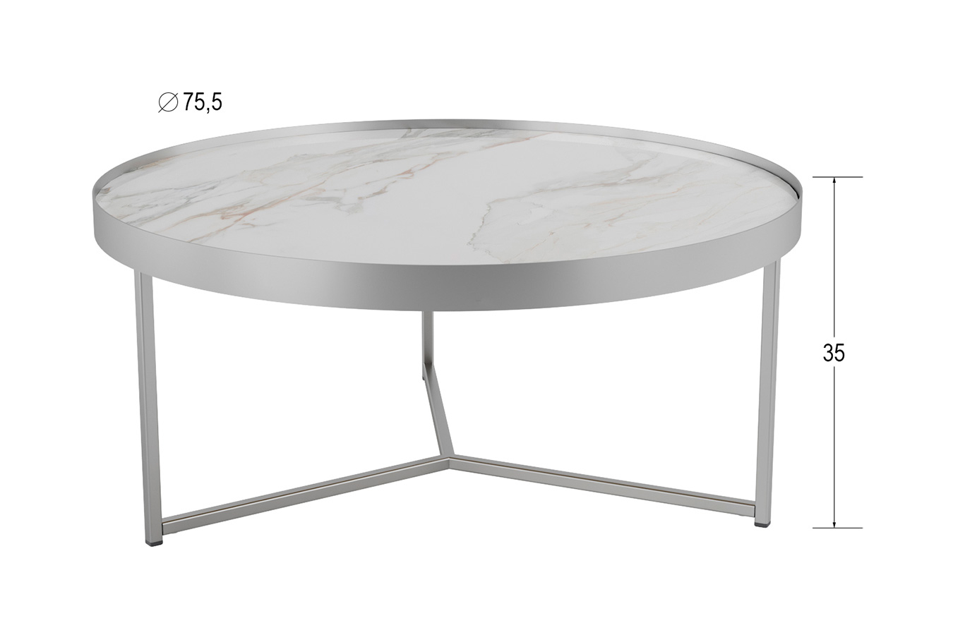 Журнальный столик Oklend, цвет белый/хром 75.5x75.5 — купить в Озерце