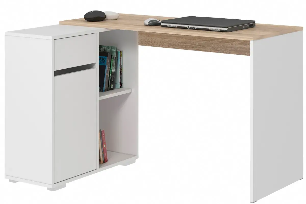 Стол письменный Лаки тип 4 (Дуб Сонома/Белый) — Мебель-центр Озерцо