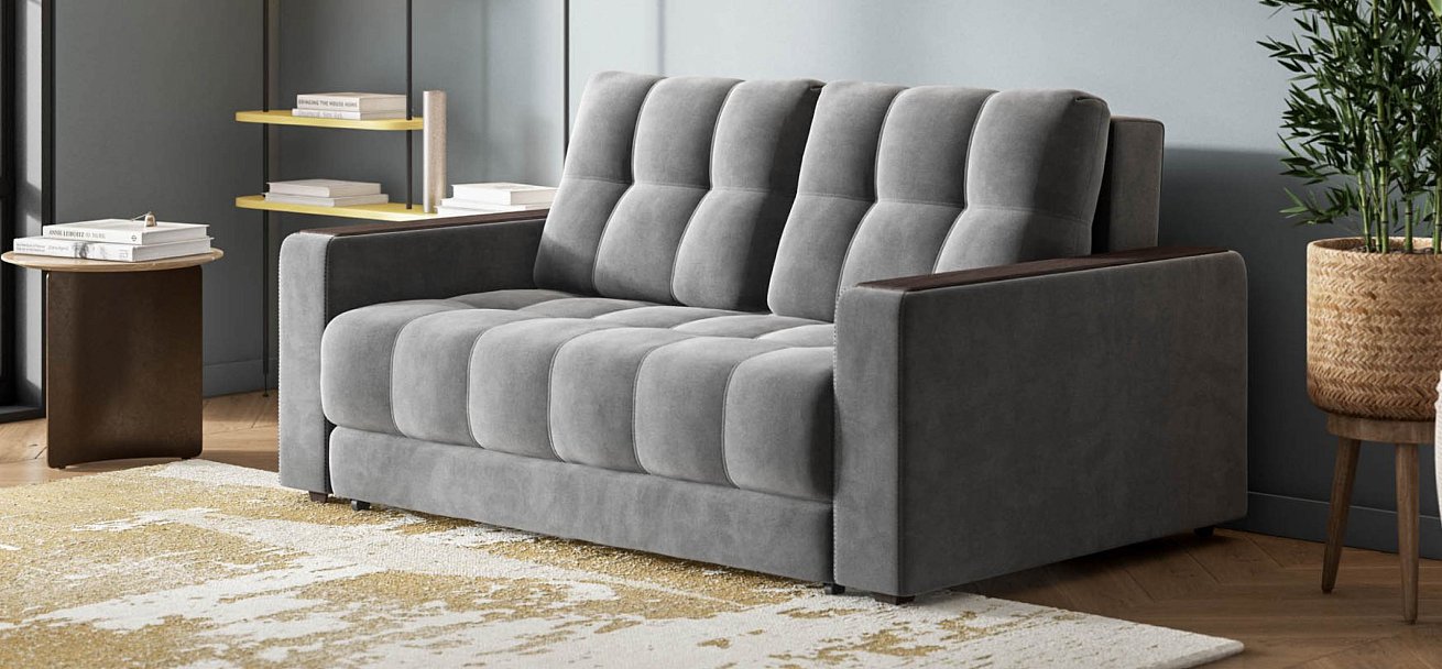 Босс Маркет двухместный диван Велюр Монолит серый — купить в Озерце