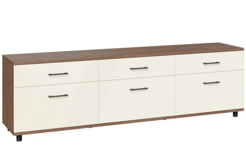 Тумба ТВ ТБ-5027-ГТ-КГ (Гикори Джексон Темный / Кашемир Глянцевый) — Мебель-центр Озерцо