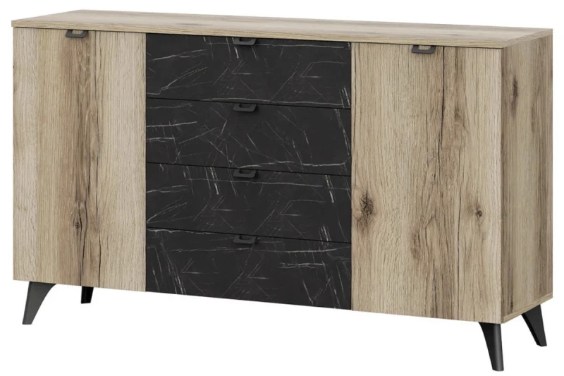 Комод Омега Дуб делано светлый/камень Пьера черный) ЦРК.ОМГ.01 — Мебель-центр Озерцо