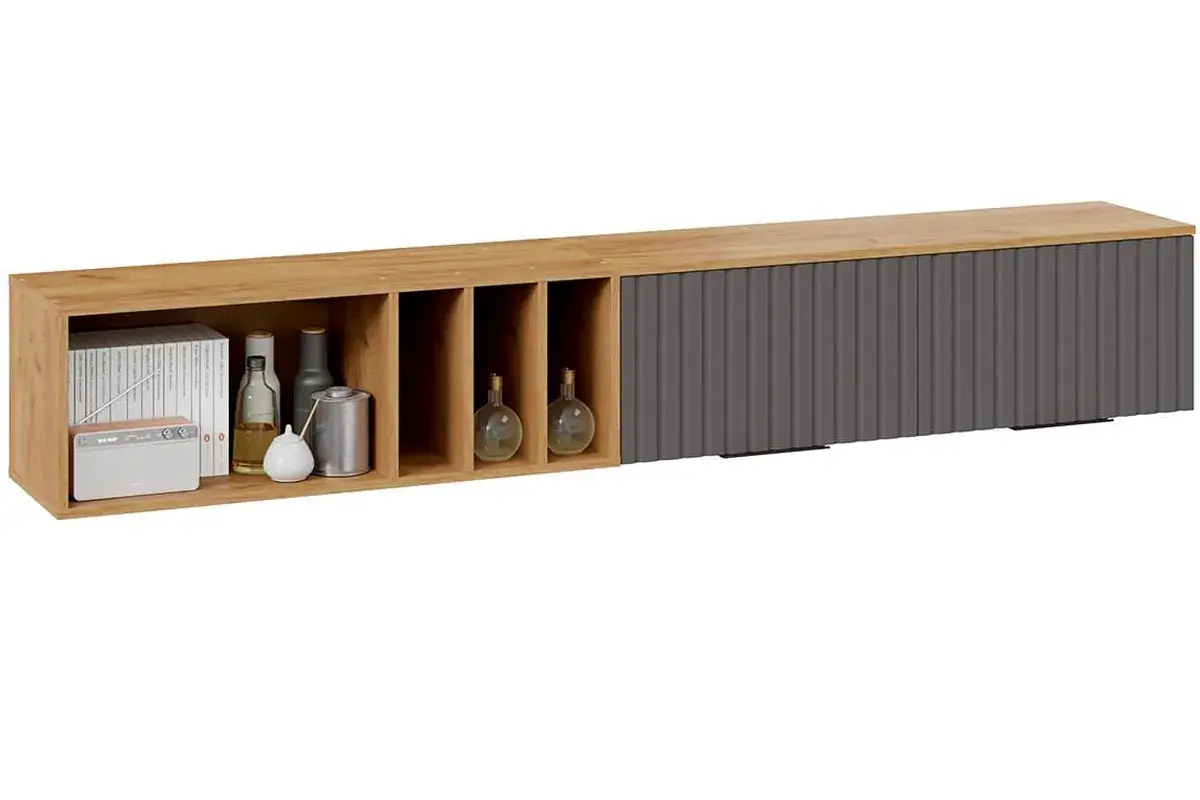 Шкаф настенный с полкой Хилтон (Дуб Крафт золотой/Графит матовый) в мебель-центре Озерцо