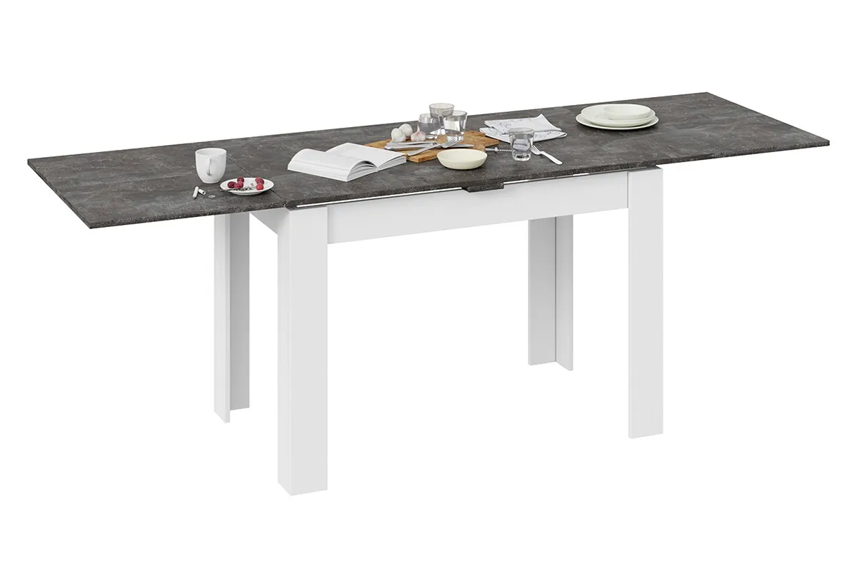 Стол раздвижной Промо тип 4 (Белый/Ателье темный) - купить в Озерце