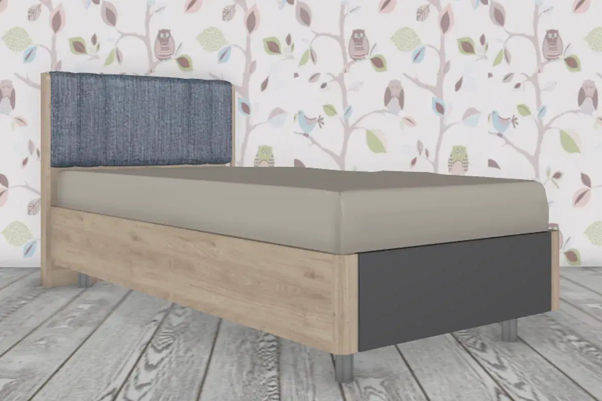 Кровать КР-5015-ГС-АМ 90х190 (Гикори Джексон Светлый/Антрацит Матовый) - купить в Озерце