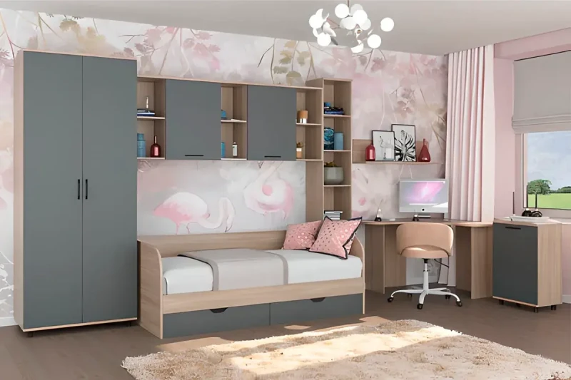 Детская Грейс композиция 1 (Ясень Асахи/Антрацит Матовый) — Мебель-центр Озерцо