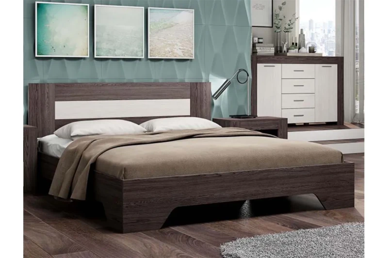 Кровать Квадро-2 без ортопед. основания и матраса 160х200 (Анкор темный/Анкор светлый) - купить в Озерце