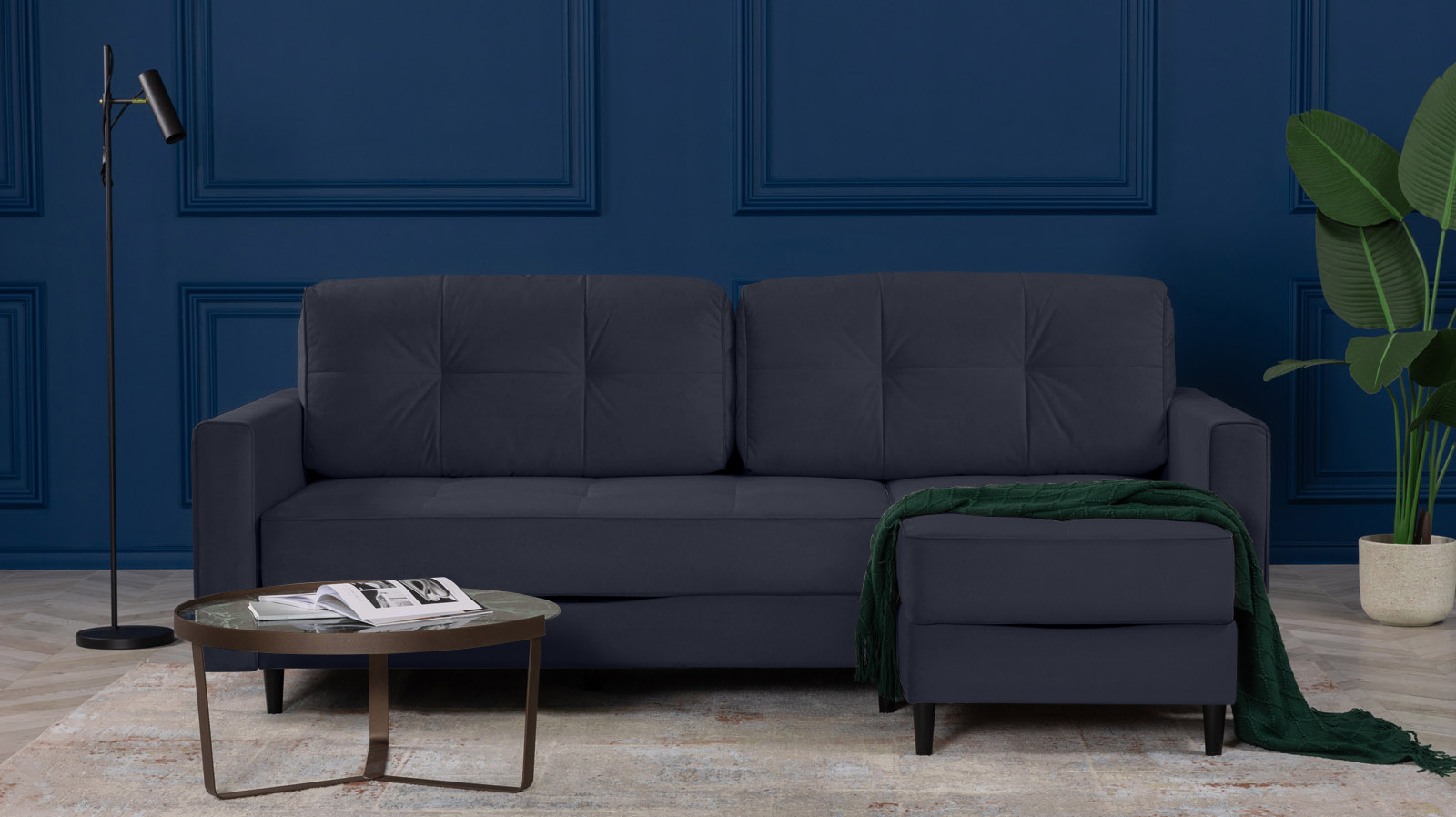 Диван Amani Pro угловой с широкими подлокотниками, ножки: пластик, Тк. Casanova Scandy 156x237 — купить в Озерце